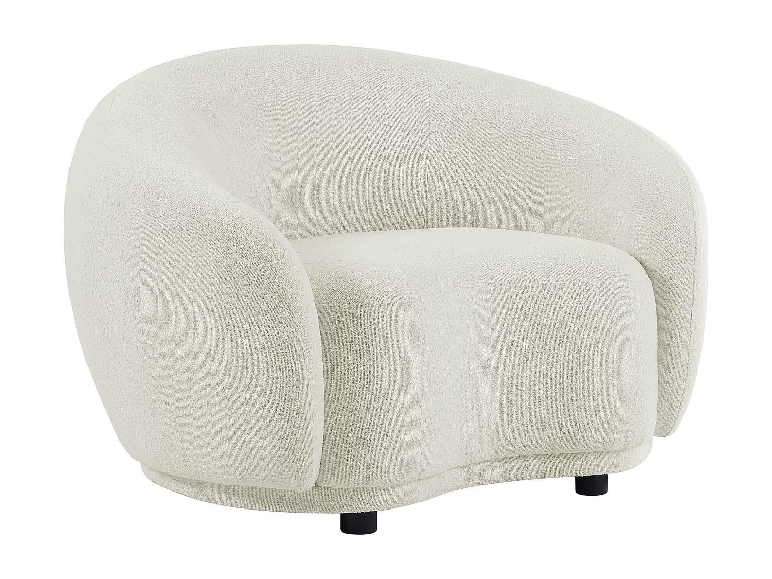 SESSEL - Bouclé-Stoff - Elfenbeinweiß - BOVANA - Weiß, Textil (110/70/90cm) - Vente-Unique