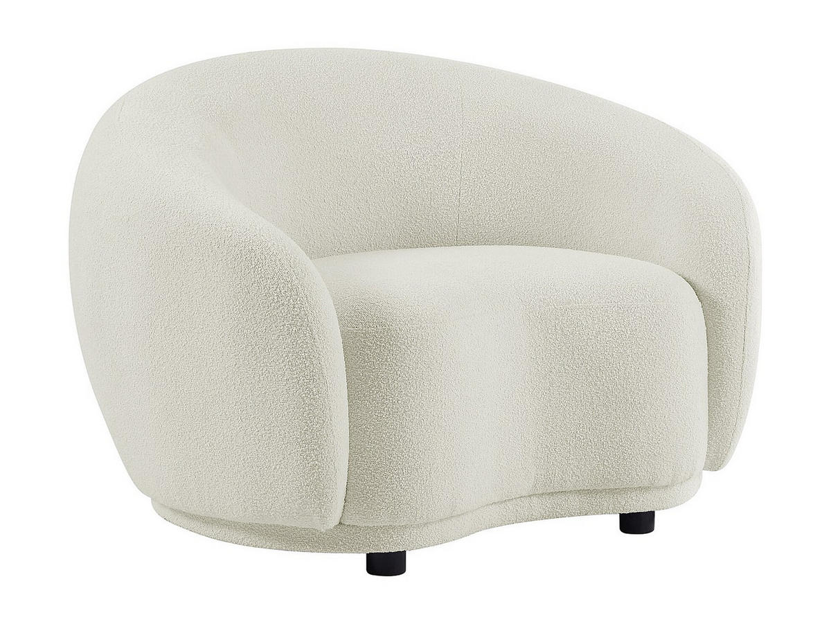 SESSEL - Bouclé-Stoff - Elfenbeinweiß - BOVANA - Weiß, Textil (110/70/90cm) - Vente-Unique