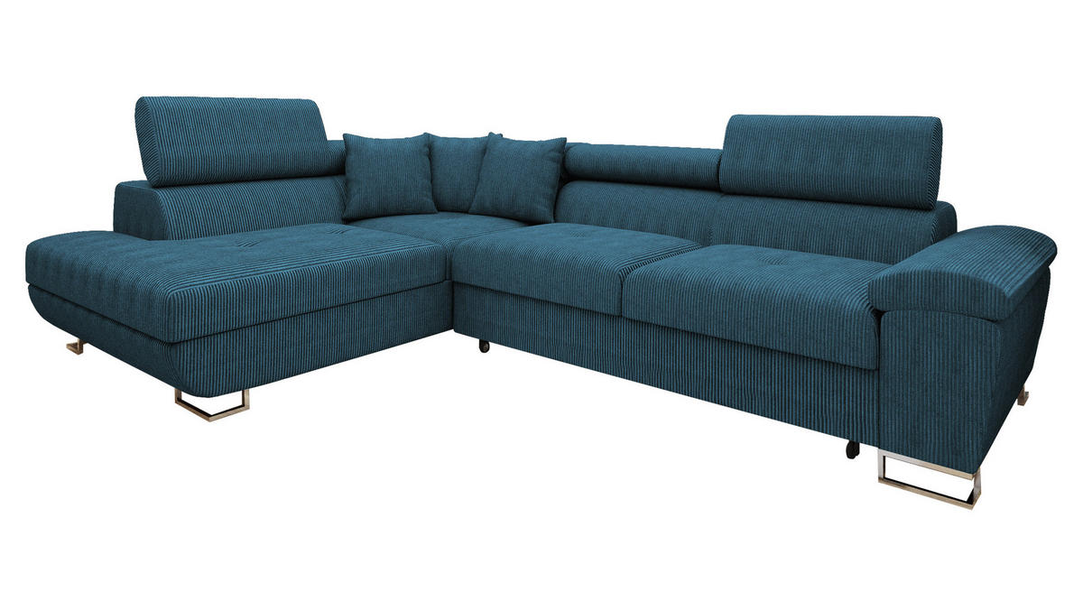 ECKSOFA Cotere Cord, Seite: Links - Blau, Holz/Textil (270/202cm) - MIRJAN24
