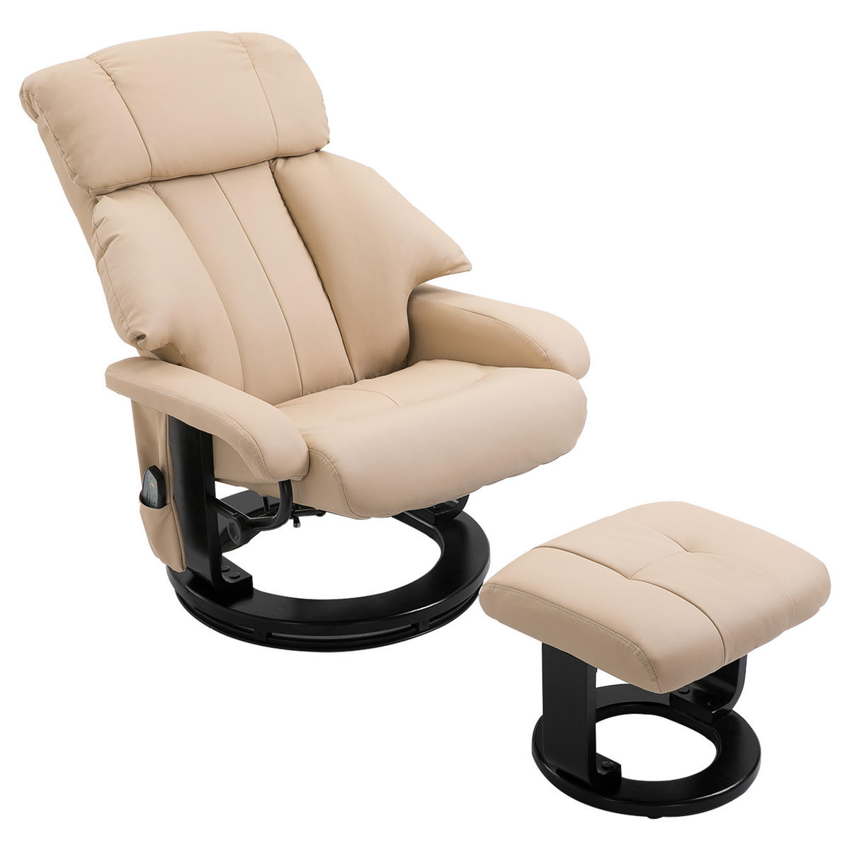 MASSAGESESSEL DE-06345 Mit Hocker, 10 Massagepunkte, verstellbare Lehne Cremeweiß - Creme, Metall (80/102/76cm) - ComfortXL