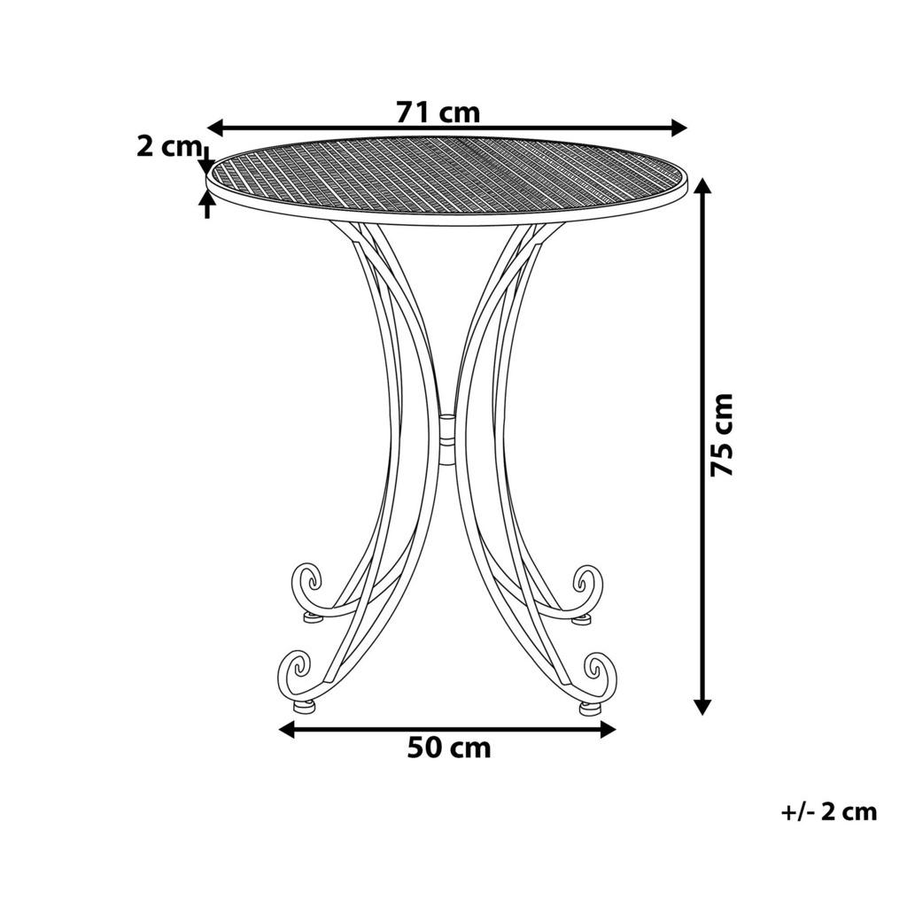 Thumbnail - Beliani Gartentisch, Grau, Metall, Rund, 71x75x71 cm, Gartenmöbel, Gartentische, Gartentische