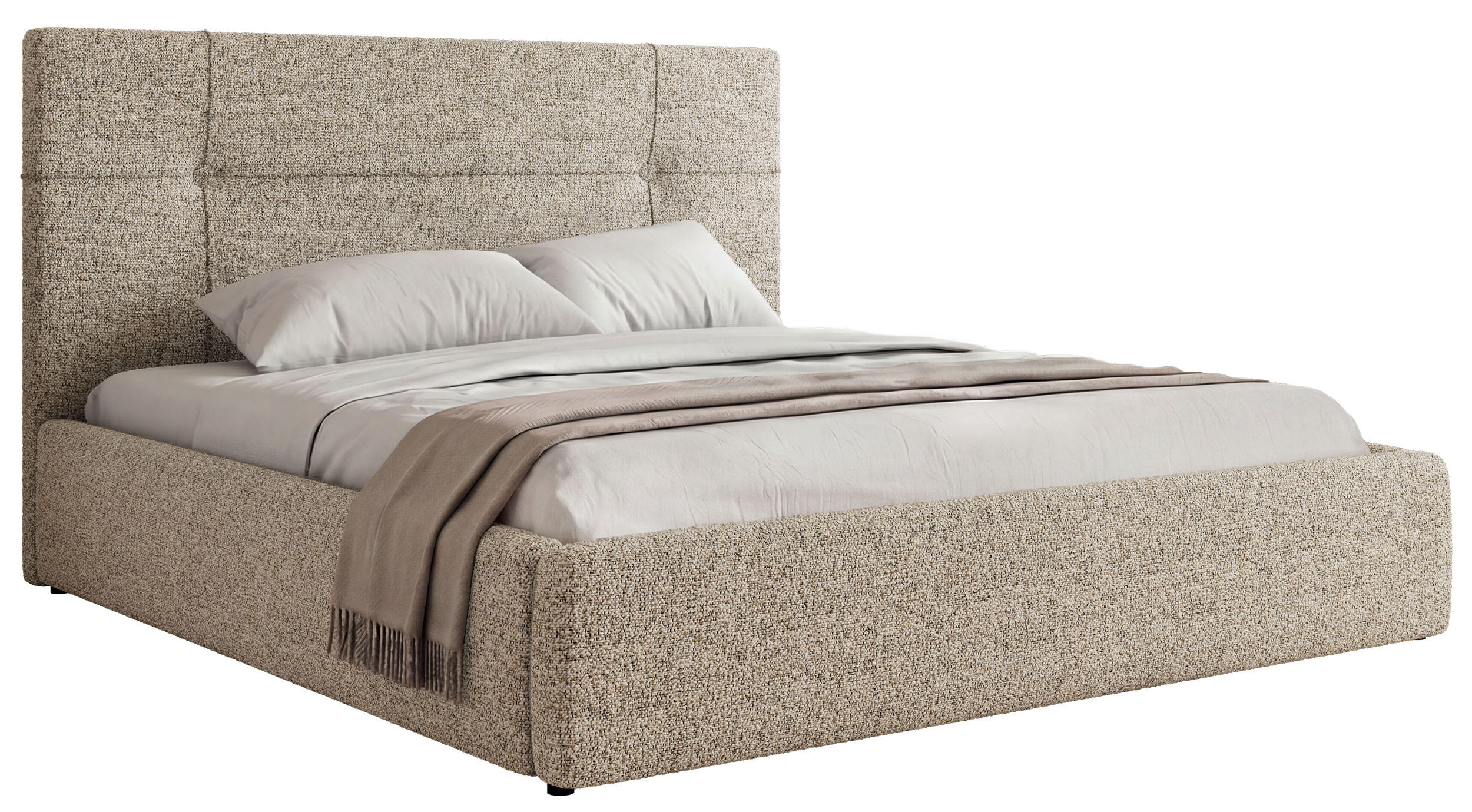 ČALÚNENÁ POSTEĽ CALERIO CLASSIC 140/200 - Béžová Štruktúrovaná látka - Matrac Pocket - čierna/béžová, textil/plast (140/200cm) - MKS
