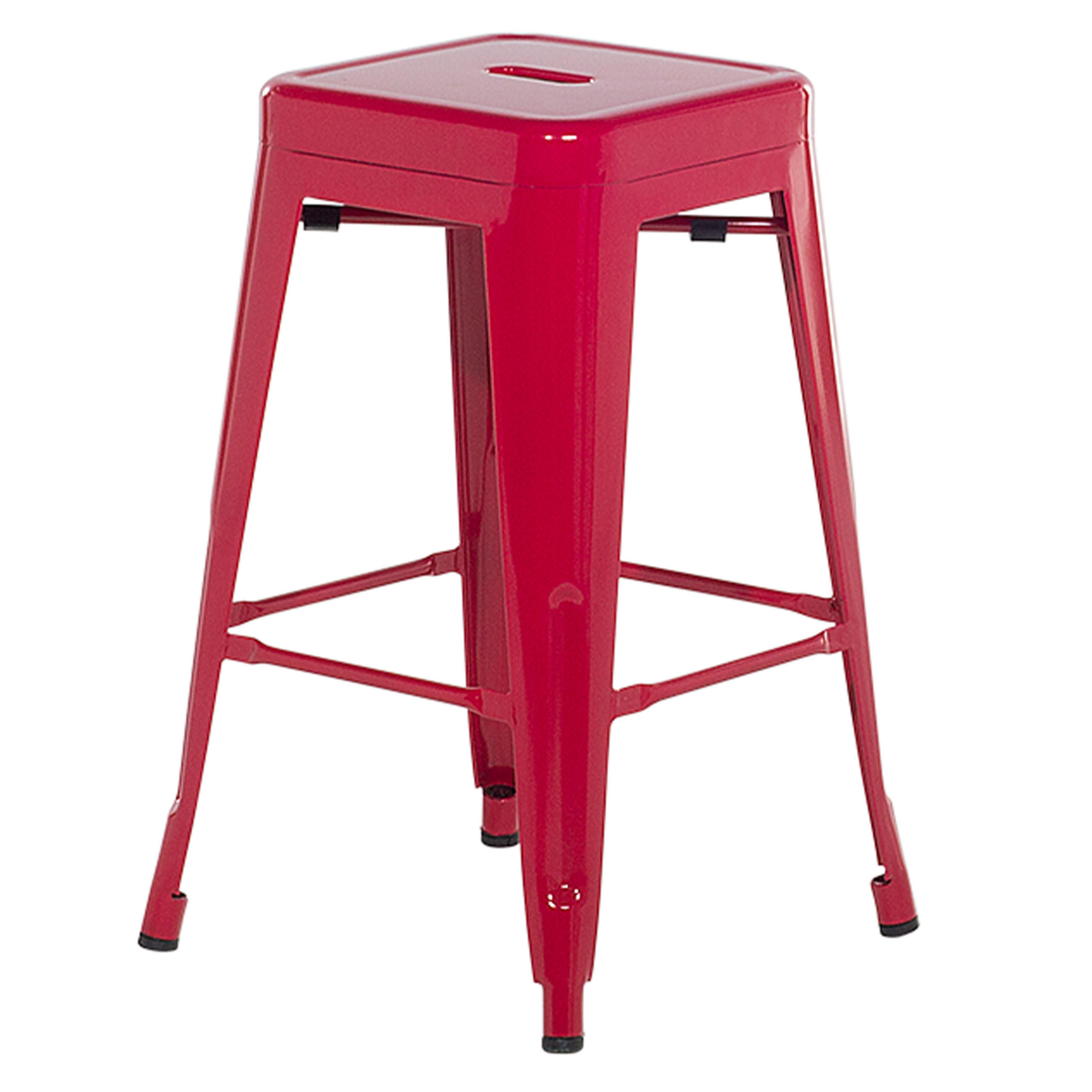 HOCKER 2er-Set Metall Rot Cabrillo - Rot, Metall (42/60/42cm) - Beliani