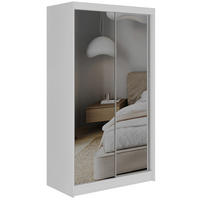 SCHWEBETÜRENSCHRANK 120 - DUBROWNIK - Weiß mit Spiegel - Alufarben/Weiß, Holzwerkstoff/Metall (120/216/61cm) - MKS
