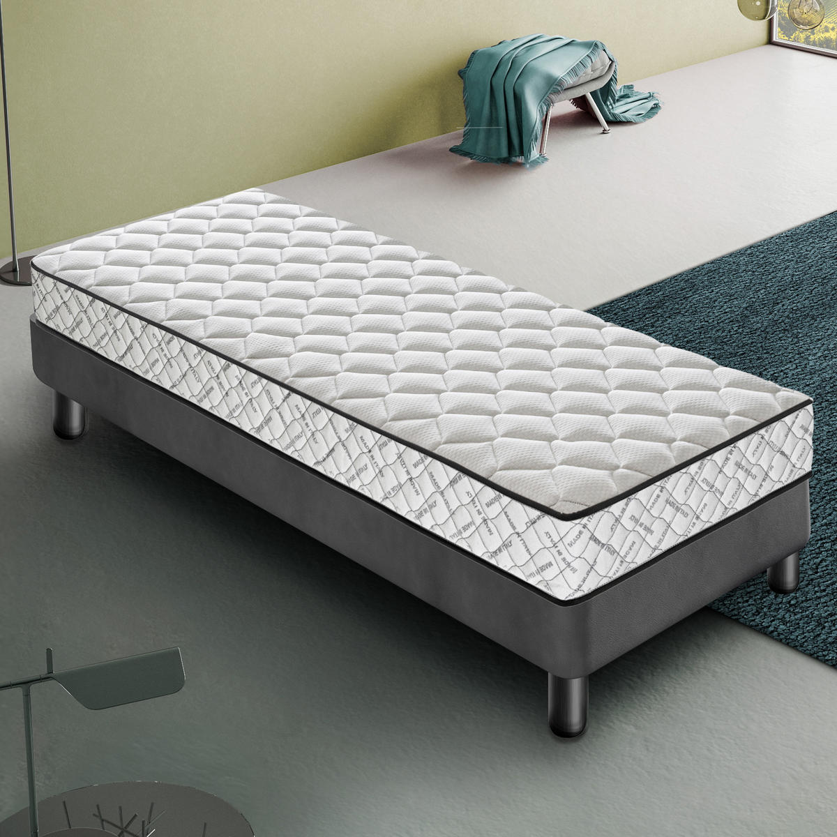 MATRATZE 90x200, Höhe 20 cm, Memory-Schaum, RIO - Weiß, Textil (90/200cm) - iLoveSleep