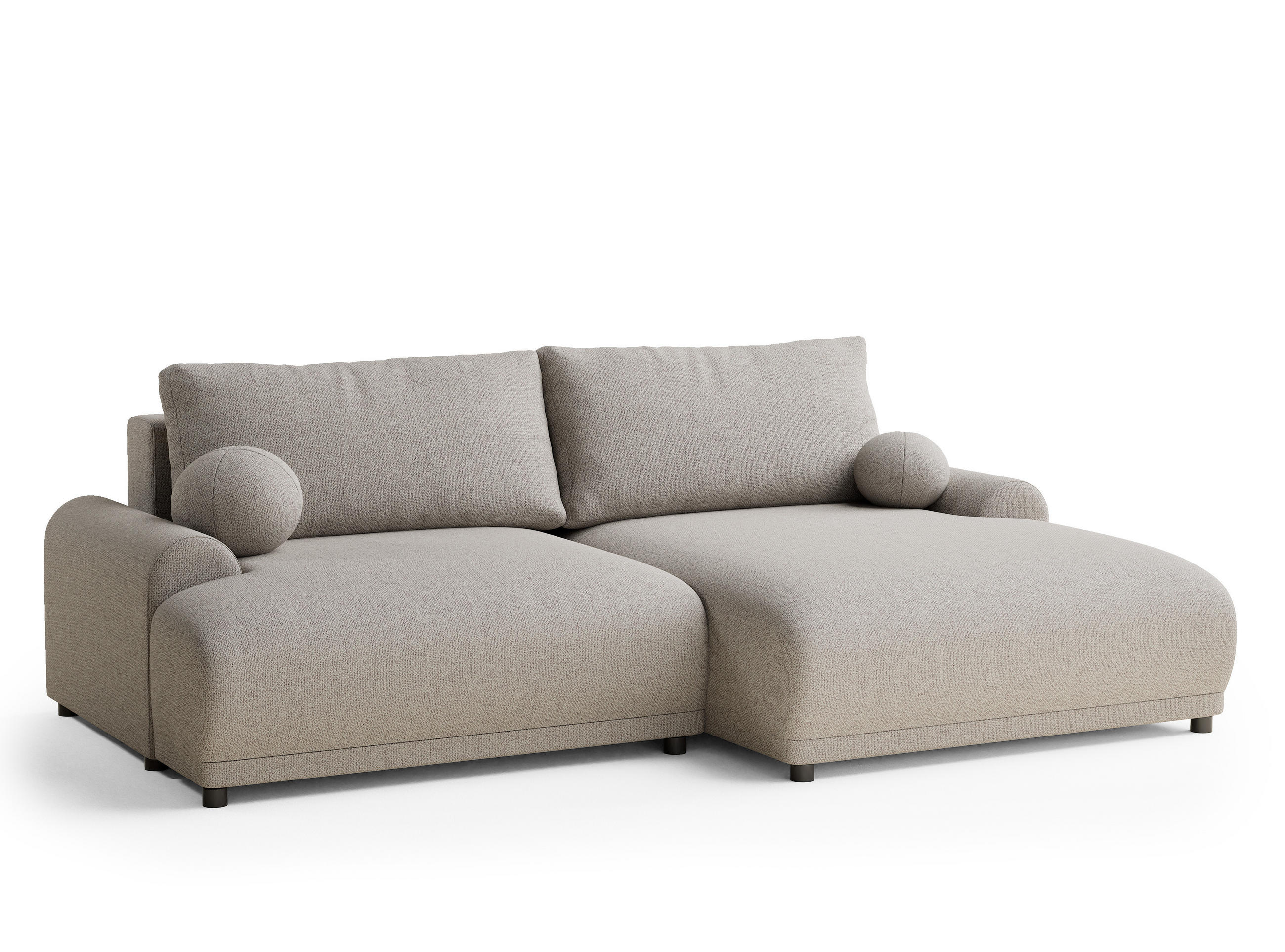 ECKSOFA MIT SCHLAFFUNKTION Tallin Seidengrau Webstoff - Beige/Schwarz, Holz/Holzwerkstoff (240/145cm) - Maison de Reve