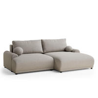 ECKSOFA MIT SCHLAFFUNKTION Tallin Seidengrau Webstoff - Beige/Schwarz, Holz/Holzwerkstoff (240/145cm) - Maison de Reve