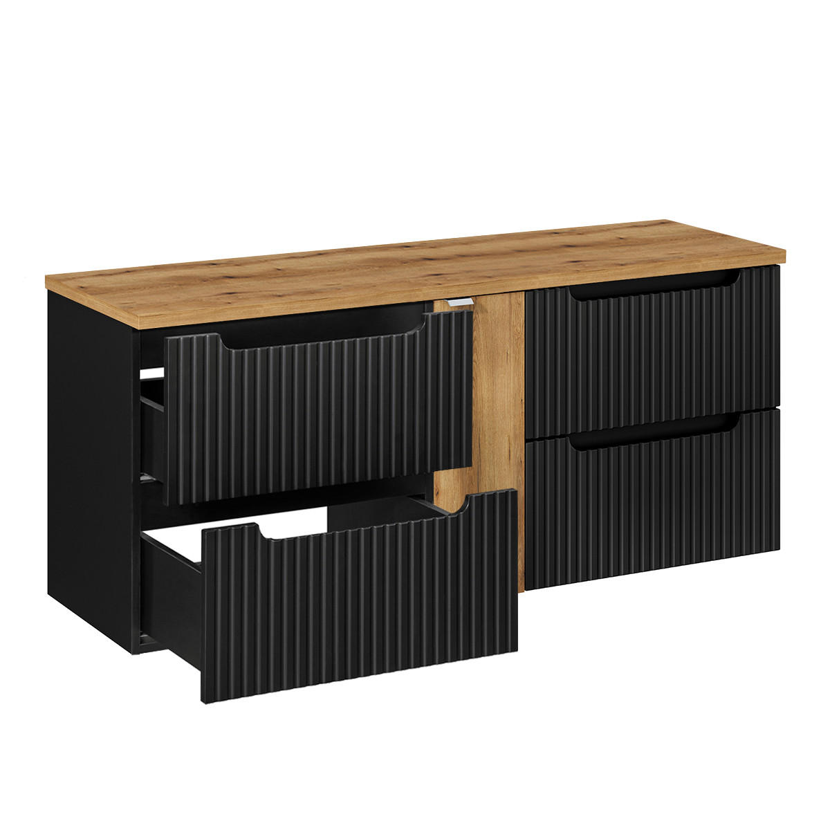 WASCHTISCHUNTERSCHRANK 140.4cm Riva Schwarz und Holz - Schwarz, Holzwerkstoff (140.4/59/40cm) - Petits-meubles