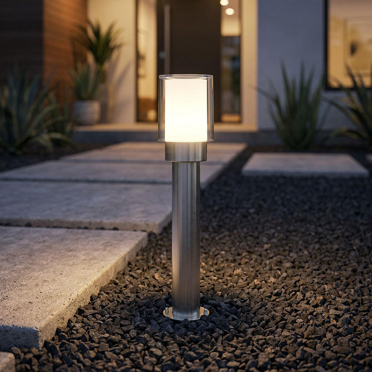 LED STEHLEUCHTE Edelstahl Silber Weiß - Silberfarben, Metall (12/12/50cm) - Wofi