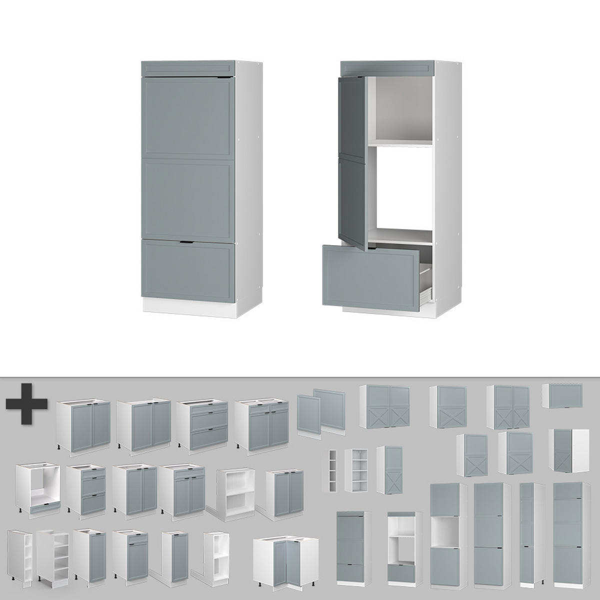 MIKROWELLENSCHRANK Fame-Line Hellblau-grau 60 cm - Blaugrau/Weiß, Holzwerkstoff (60/153.6/58.1cm) - Vicco