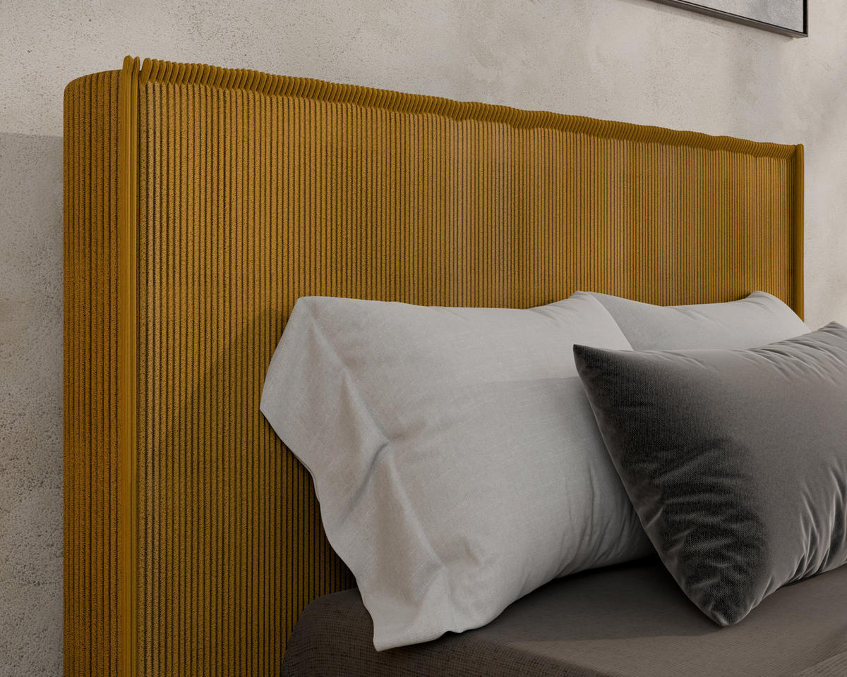 POLSTERBETT SANA 100x200cm Elegantes Polsterbett für modernen Wohnstil , ohne matratze, Currygelb - Currygelb, Holz (100/200cm) - Homesy