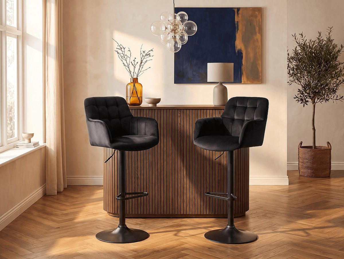 BARHOCKER - 50 cm x 49 cm - stoff - schwarz Pega - Schwarz, Textil (50/113/49cm) - Vente-Unique