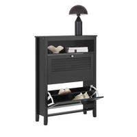 SCHUHSCHRANK Schwarz - Schwarz, Holzwerkstoff (80/108/25cm) - SoBuy