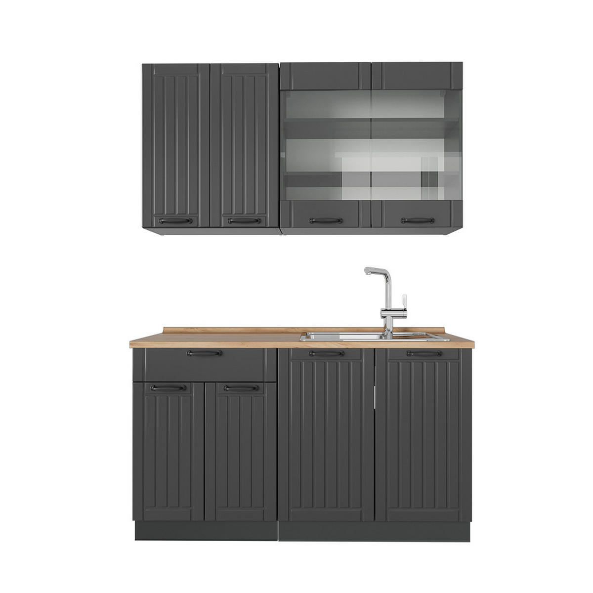 JEDNOTKOVÁ KUCHYNĚ Fame-Line Tmavě šedá - tmavě šedá, kompozitní dřevo (140/81.6/60cm) - Vicco