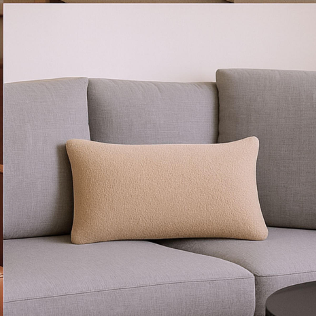 FELLKISSEN, Bouclé Teddy Zierkissen Flauschkissen Dekokissen Beige 30x50cm - Beige, Textil (30/50cm) - nordic coast company