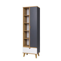 BÜCHERREGAL Aster R1D1SZ - Eichefarben/Graphitfarben, Holzwerkstoff/Kunststoff (60/200/40cm) - Ravio