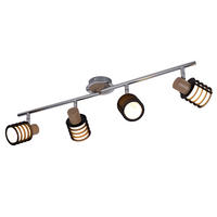 LED DECKENLEUCHTE VICI Silber Holzoptik - Silberfarben, Holz (70/10/14.5cm) - Globo Lighting