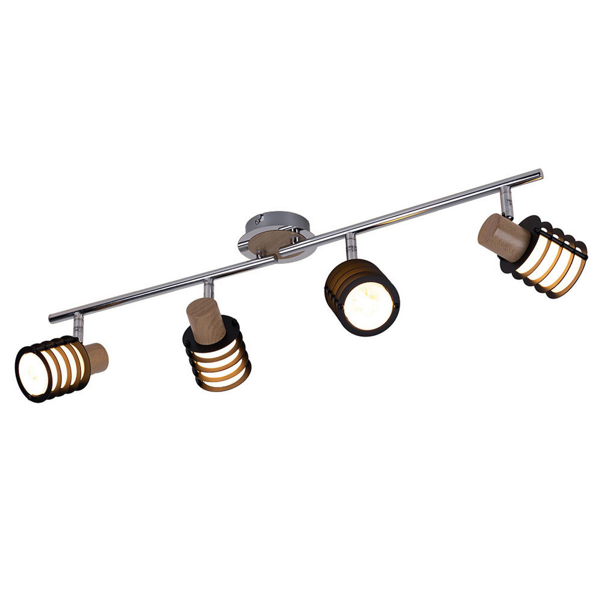 LED DECKENLEUCHTE VICI Silber Holzoptik - Silberfarben, Holz (70/10/14.5cm) - Globo Lighting