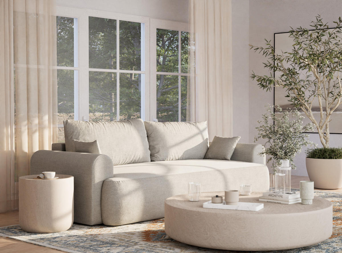 SOFA MIT SCHLAFFUNKTION Toluca Grau Chenille-Stoff - Schwarz/Grau, Holz/Holzwerkstoff (247/69/104cm) - Maison de Reve