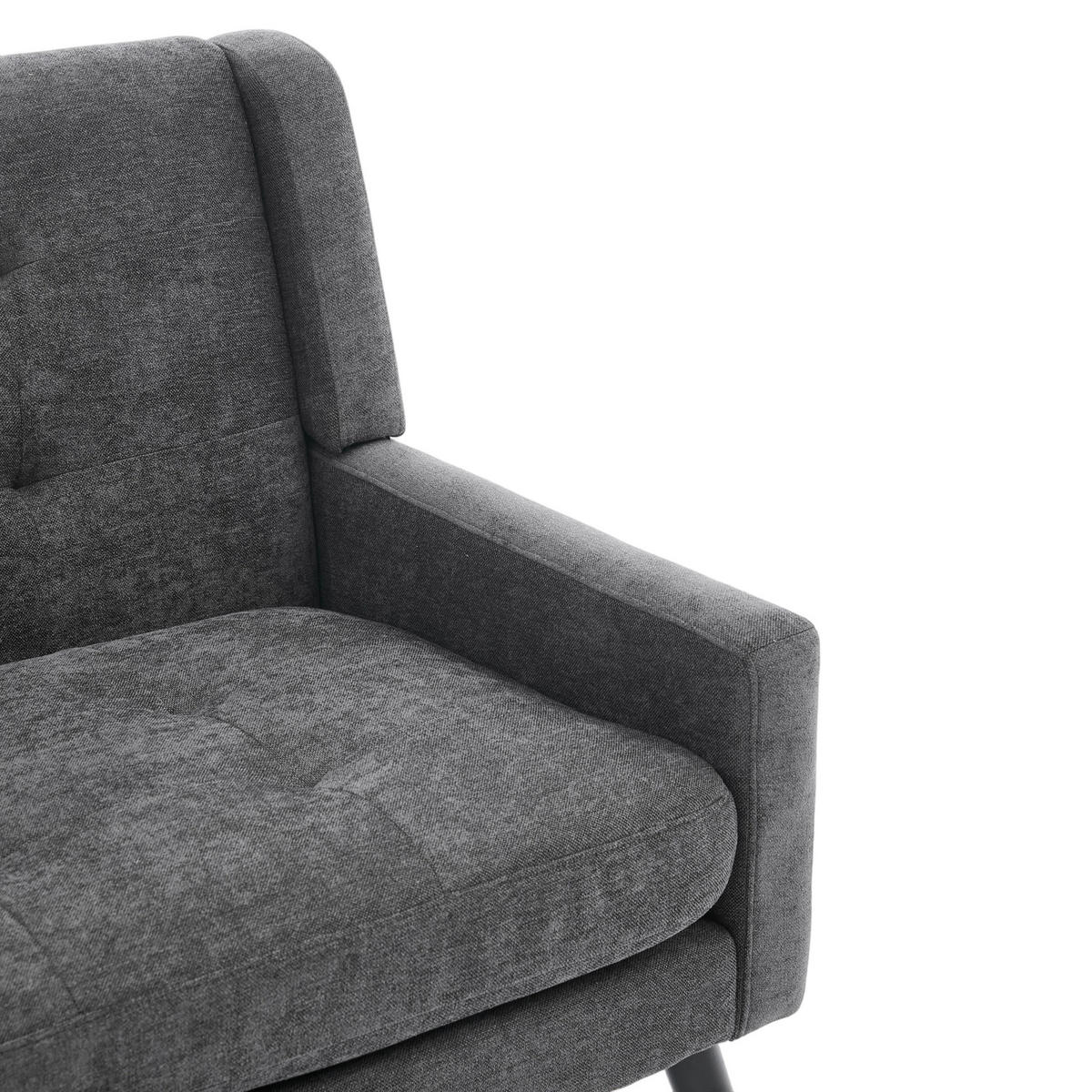 SITZBANK 2-Sitzer mit Knopfpolsterung und Massivholzbeinen, DE-42380, Dunkelgrau - Dunkelgrau, Holzwerkstoff (75/88/120cm) - ComfortXL