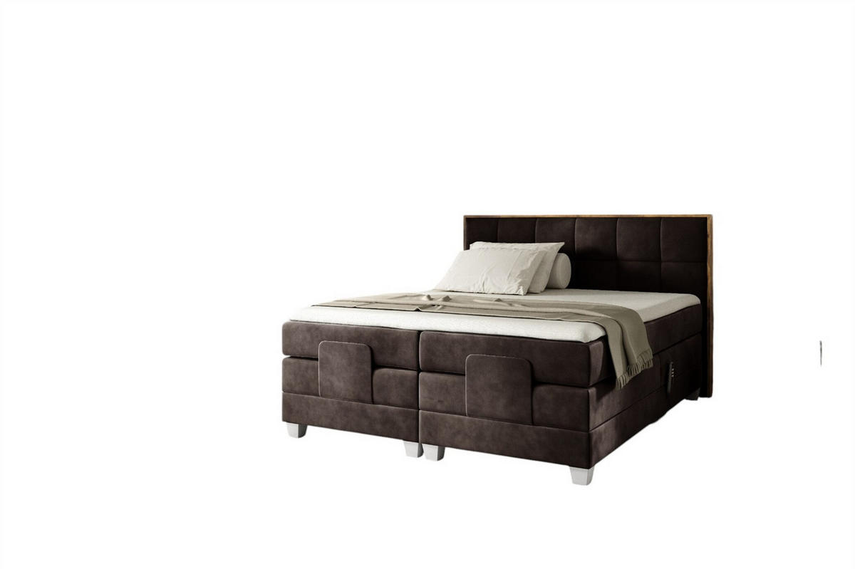 BOXSPRINGBETT Elektrisch Henry - Dunkelbraun, Holzwerkstoff/Textil (180/200cm) - Fun Möbel