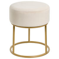 HOCKER Samtstoff Hellbeige Delco - Beige, Textil (35/40/35cm) - Beliani