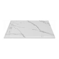 DUSCHWANNE - 140 cm x 90 cm - harz - hellgrau, weiß Lyrosa - Hellgrau/Weiß, Kunststoff (90cm) - Vente-Unique