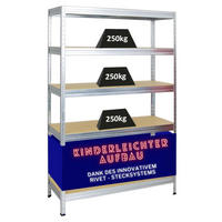 SCHWERLASTREGAL Rivet 180x120x45 cm Fachlast 250 kg Innovatives Stecksystem Verzinkt - Silberfarben, Metall (120/180/45cm) - PROREGAL