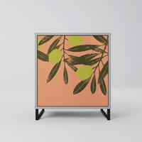SIDEBOARD JUICY OLIVES, Grau, 57,5x42x67,5 cm, Schwarze Metall-Rahmenfüße - Multicolor/Schwarz, Holzwerkstoff/Metall (57.5/67.5/42cm) - SpaceRebels