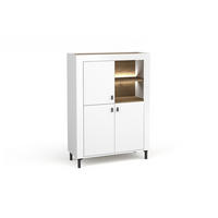 KOMMODE MONI 05 in Weiß / Eiche Whiskey matt 97/136/40 cm mit LED - Weiß, Holzwerkstoff (97/136/40cm) - Deine Möbel 24