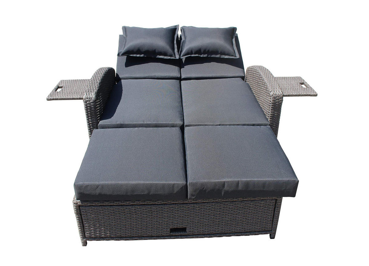 GARTENSOFA Kyoto Gartenliege - Grau, Kunststoff (117/93/74cm) - DELUKE