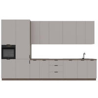 KÜCHENZEILE 400 cm –Sorento K73-M400 - in Beige / Matt - Beige/Schwarz, Holz/Holzwerkstoff (400/247/58cm)