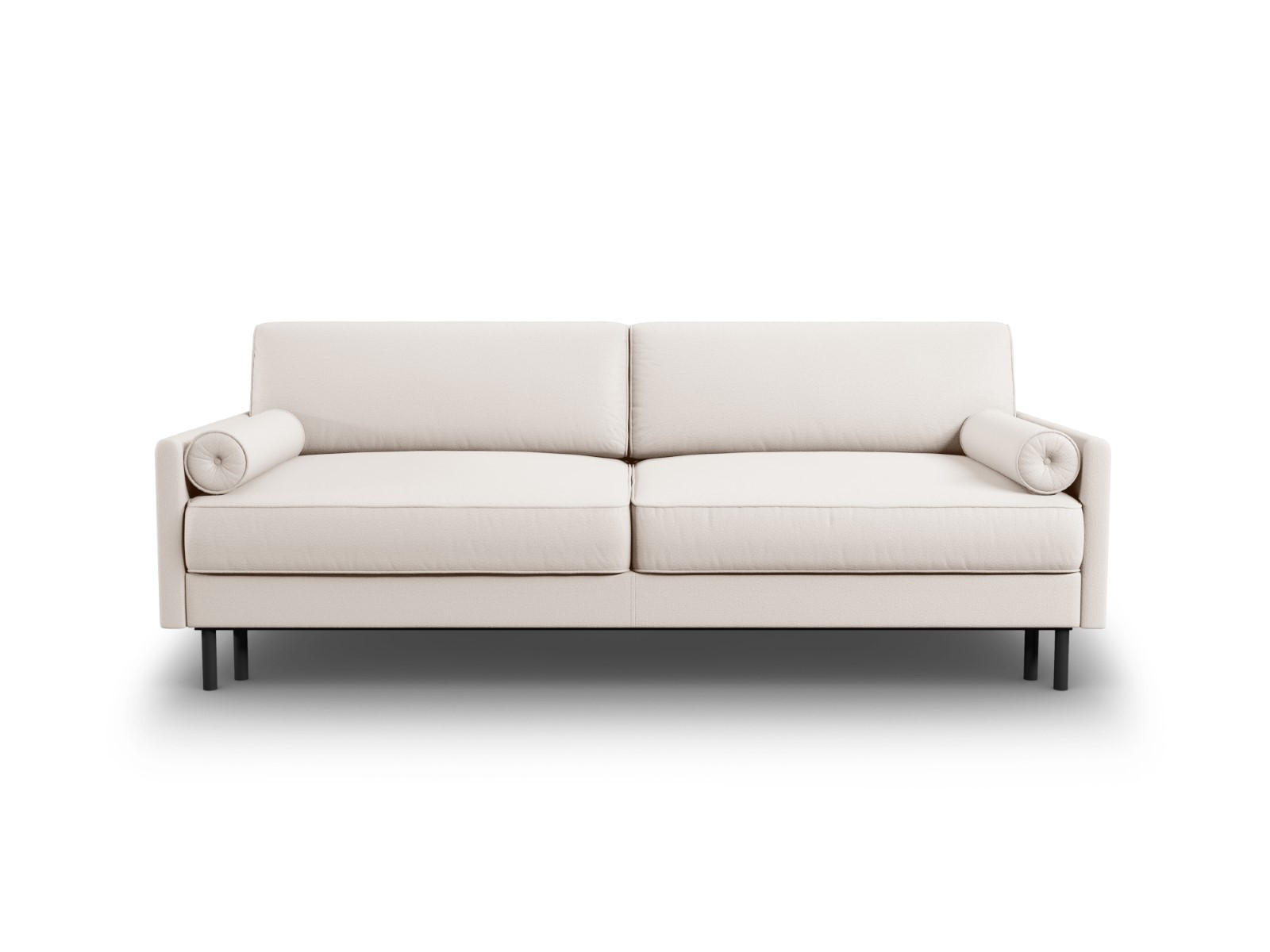 AUSKLAPPBARES-SOFA mit Bettkasten Scott aus strukturiertem Stoff leichtes beige 3 Sitzplätze - Beige, Textil (97/87/212cm) - Micadoni