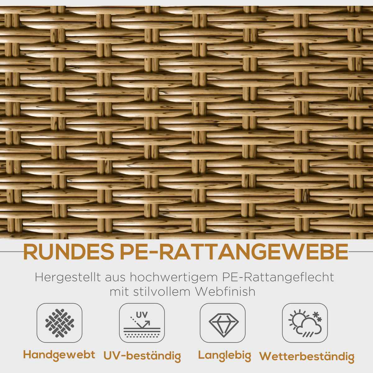 POLYRATTAN Gartenmöbel Set mit Sofa Kissen Aluminium Natur - Naturfarben, Kunststoff - Outsunny