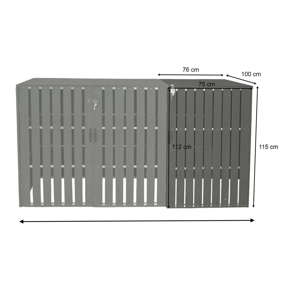 MÜLLTONNENBOX ERWEITERUNG Grau - Grau, Metall (76/115/100cm) - MCW