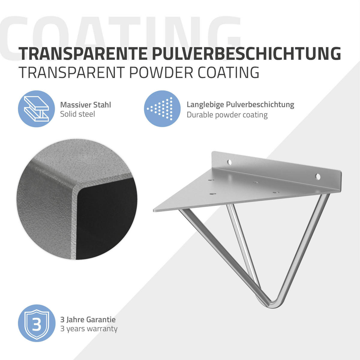 REGALHALTERUNG 2er Set 160mm Grau - Grau, Metall (15.5/17/16cm) - ML-DESIGN