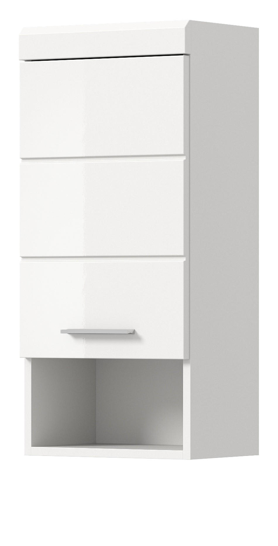 HÄNGESCHRANK weiß Hochglanz 37 x 79 cm, Badschrank hängend - Weiß Hochglanz/Silberfarben, Holzwerkstoff/Kunststoff (37/79/24cm) - Inn.Furn