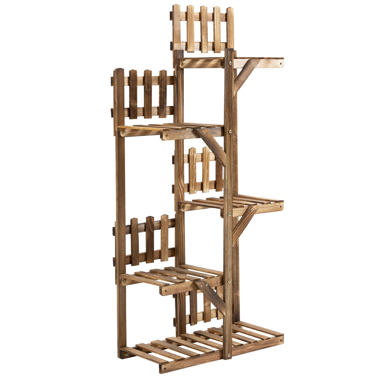 BLUMENTREPPE DE-12107 5-stufig mit kleinen Barrieren, 60/30/130 cm Natur - Naturfarben, Holz (30/130/60cm) - ComfortXL