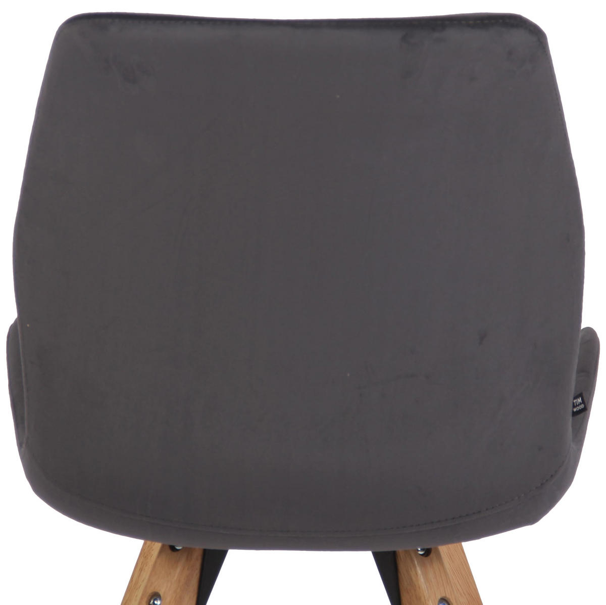 STUHL Samt dunkelgrau - Eukalyptusholzfarben/Dunkelgrau, Holz/Textil (49/87.5/58cm) - CLP