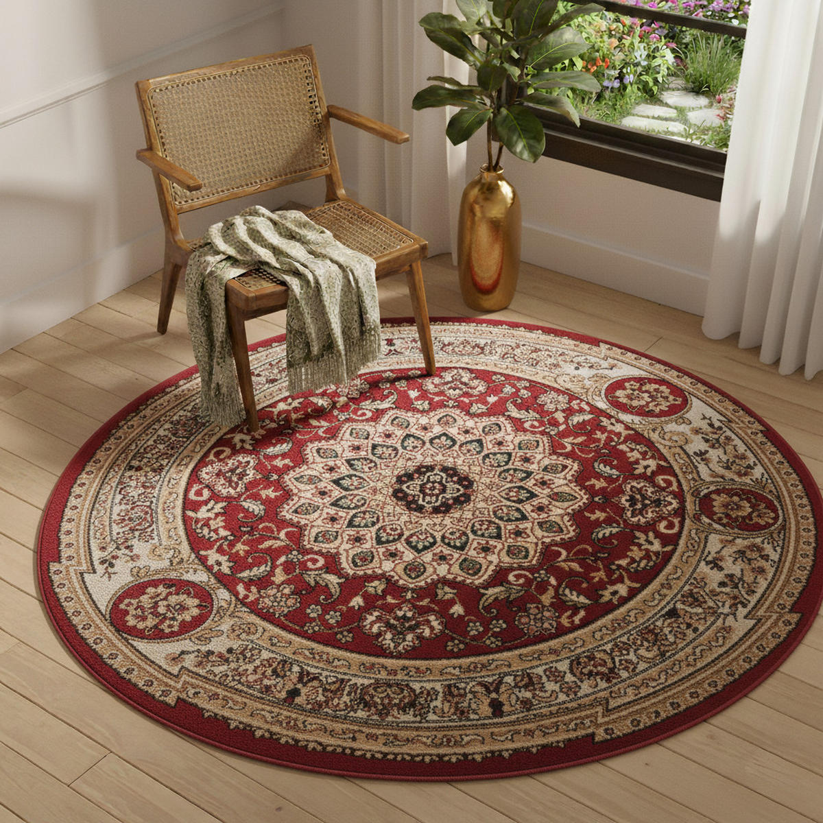Tapiso TEPPICH ATLAS rund rot orientalisch 80/80 cm jetzt nur online ➤