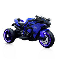 ELEKTROMOTORRAD Ninja blau drei Kunststoffräder, LED-Beleuchtung, Mp3 - Blau, Kunststoff (105/33/53cm) - Moni