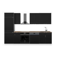 KÜCHENZEILE Fame-Line, Schwarz gestreift/Weiß, 300 cm, AP Eiche - Schwarz/Weiß, Holzwerkstoff (300/81.6/60cm) - Vicco