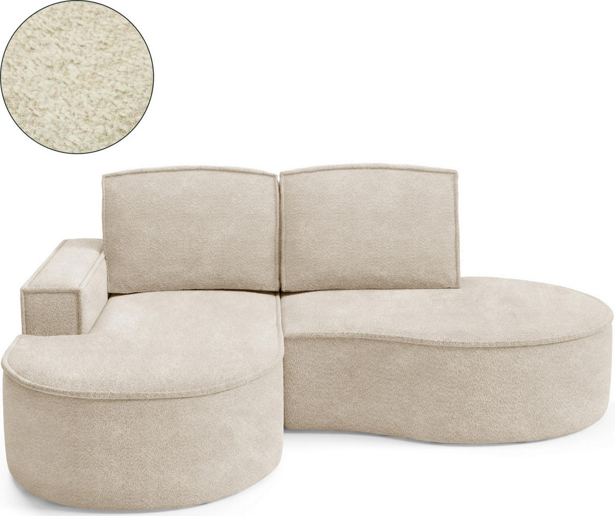 ECKSOFA Flow Beige, mit Kissen in Abriamo Stoff, linke seite - Beige, Holzwerkstoff/Textil (210/157cm) - Bettso