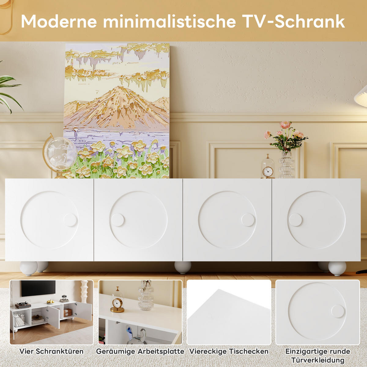 TV-SCHRANK Weiß 180,5/38/50 cm Doppeltüren Offene Fächer 3D-Türpaneele - Weiß, Karton (38/50/180.5cm) - PANGIVO