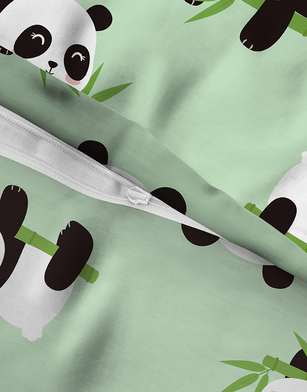 BETTWÄSCHE-GARNITUR Polarfleece Panda mint, 135x200 cm + 80x80 cm - Mintgrün, Textil (135/200cm) - Castell