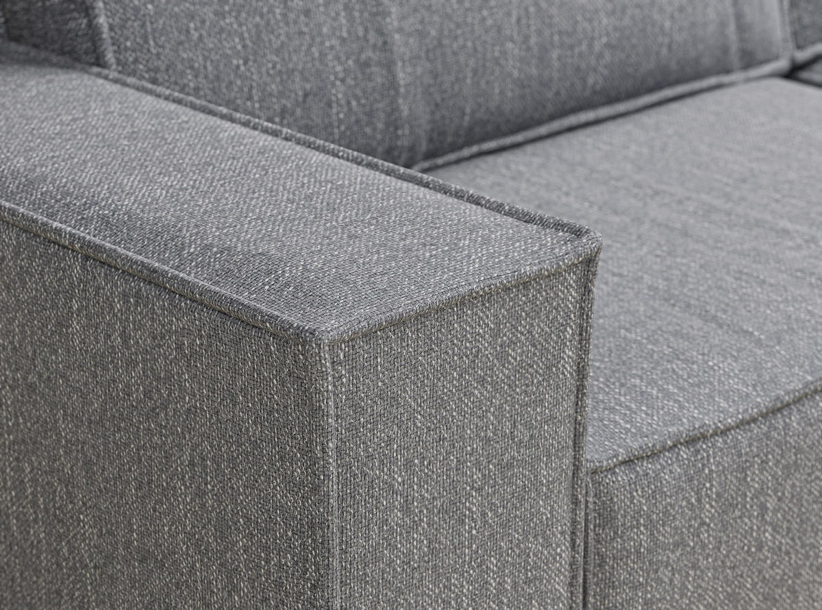ECKSOFA MIT SCHLAFFUNKTION Zaya Grau Webstoff - Schwarz/Grau, Holz/Holzwerkstoff (255/148cm) - Maison de Reve