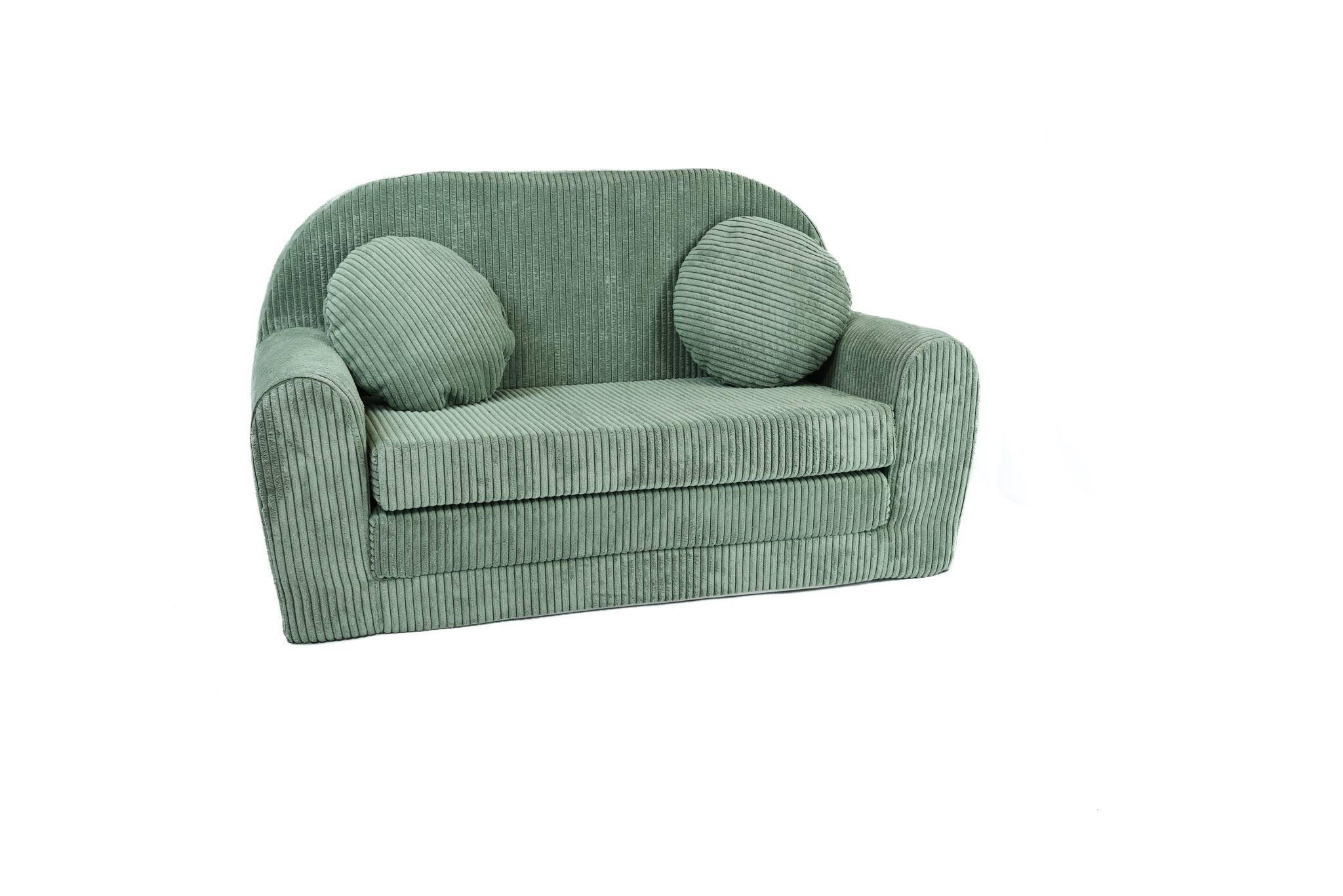 KINDERSOFA MIT VERLÄNGERUNG aus Kuschel-Cord in Hellgrün - Hellgrün, Textil (100/60/50cm) - Fortisline