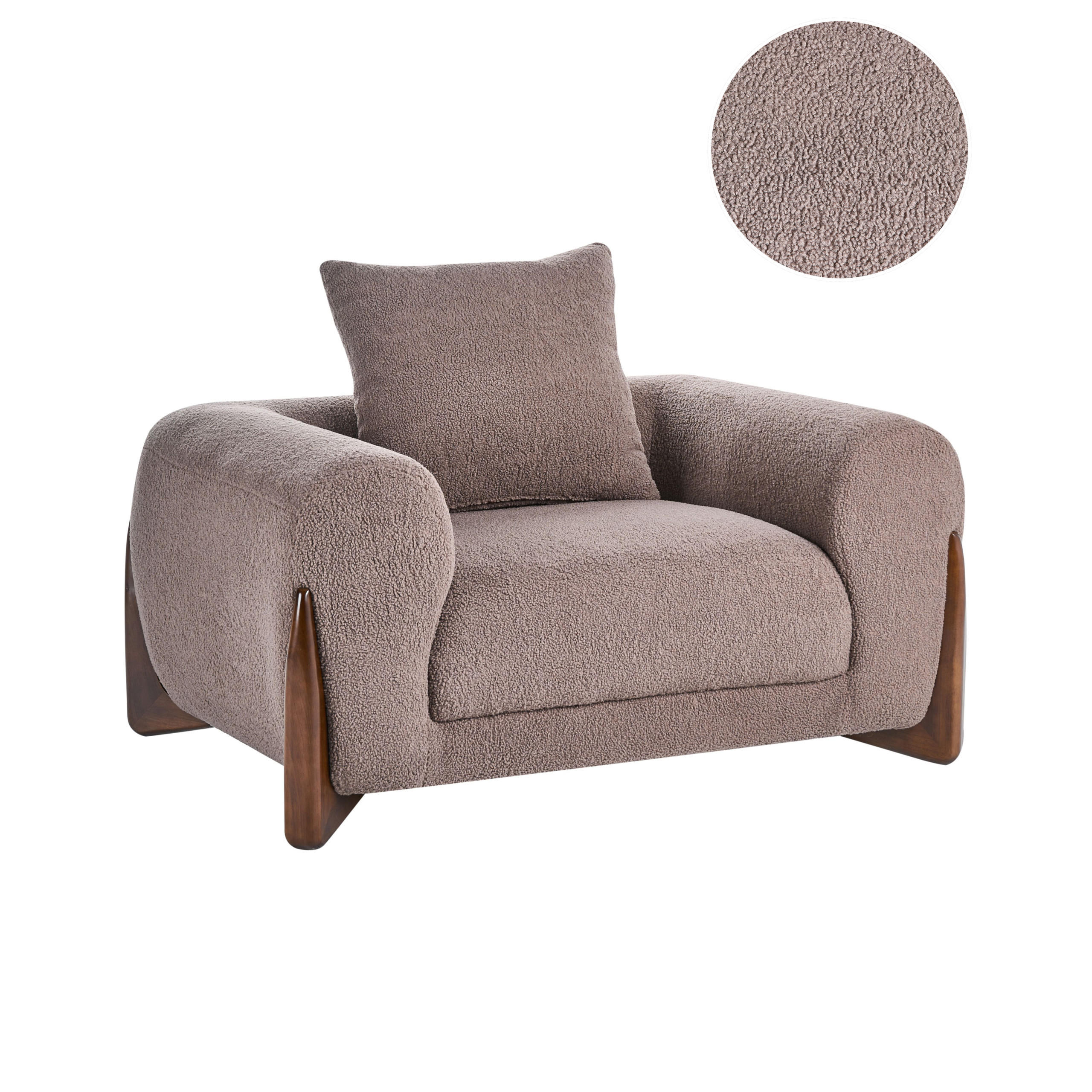 SESSEL Bouclé Braun Vinliden - Braun, Holz/Textil (118/62/87cm) - Beliani