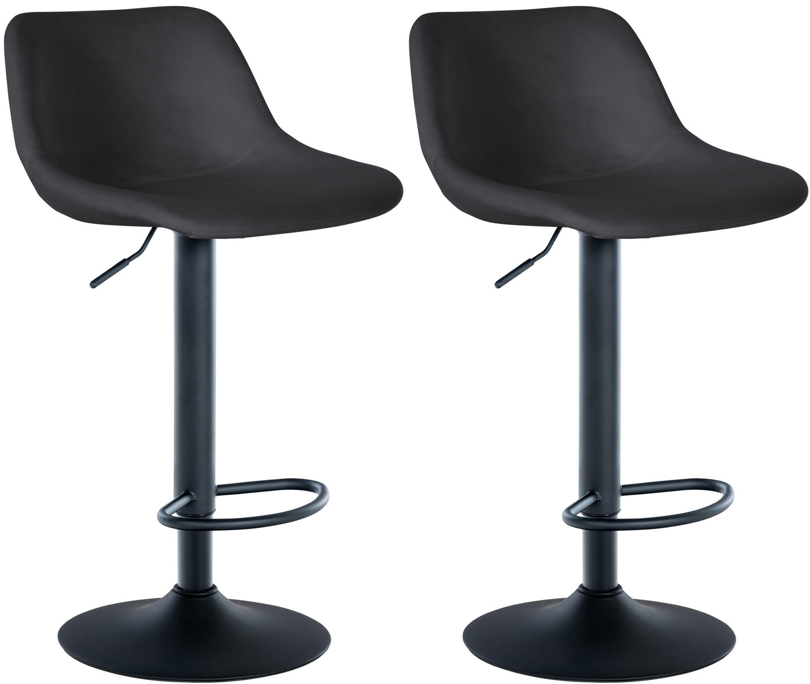 BARHOCKER 2er Set Lotus Samt schwarz - Schwarz, Textil/Metall (43/103/49cm) - TPFLiving