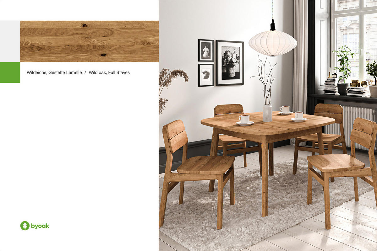ESSTISCH PAUL 90 x 130 Wildeiche - Wildeiche, Holz (130/90/77cm) - byoak